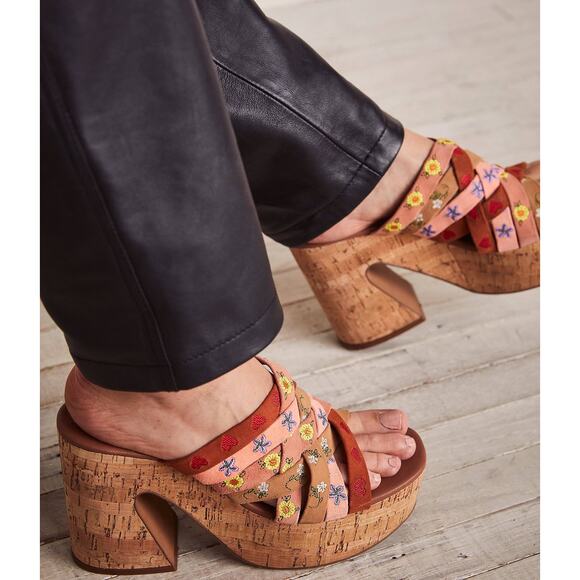 Free People Lisbon Platform Cork Chunky Mule Sandal Size EU 38.5 / US 8.5 - Picture 1 of 7